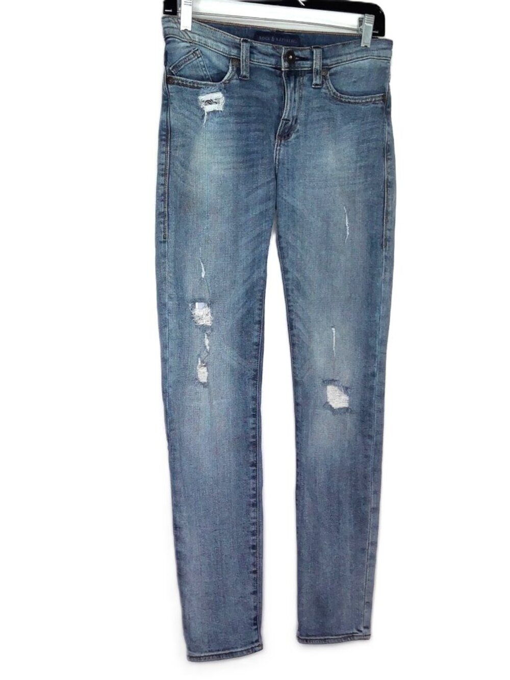 Rock & Republic Berlin Blue Jeans Distressed Destroyed Denim Boho Stretch  8 M